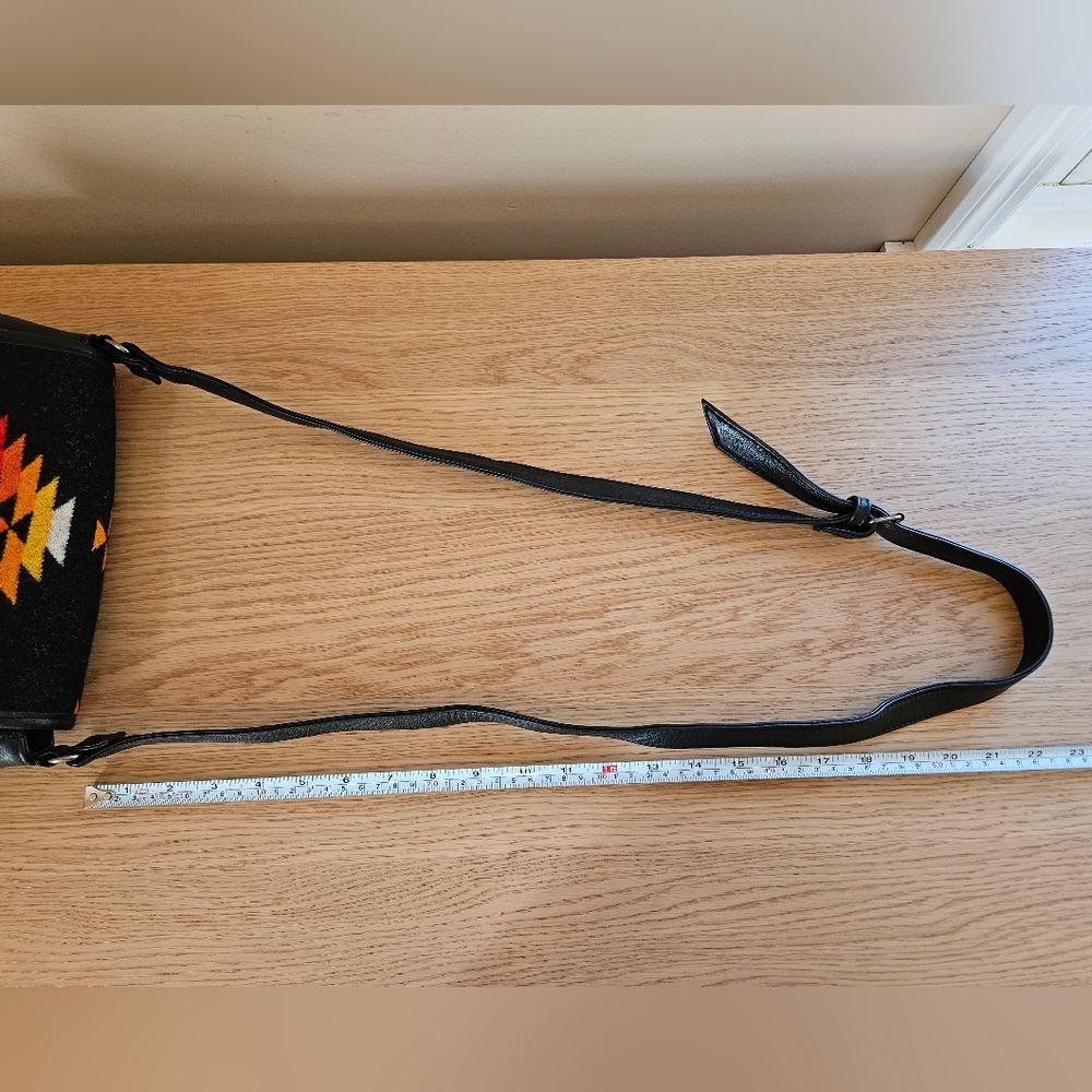 Pendleton Wool Southwestern Crossbody Bag Black Leather Aztec Boho - Picture 14 of 14